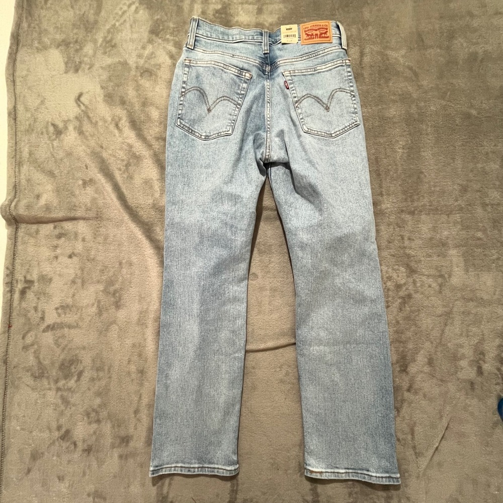 Levi's Wedgie Straight Women 29/8 Light Blue Distressed High Rise Jeans - Picture 2 of 7